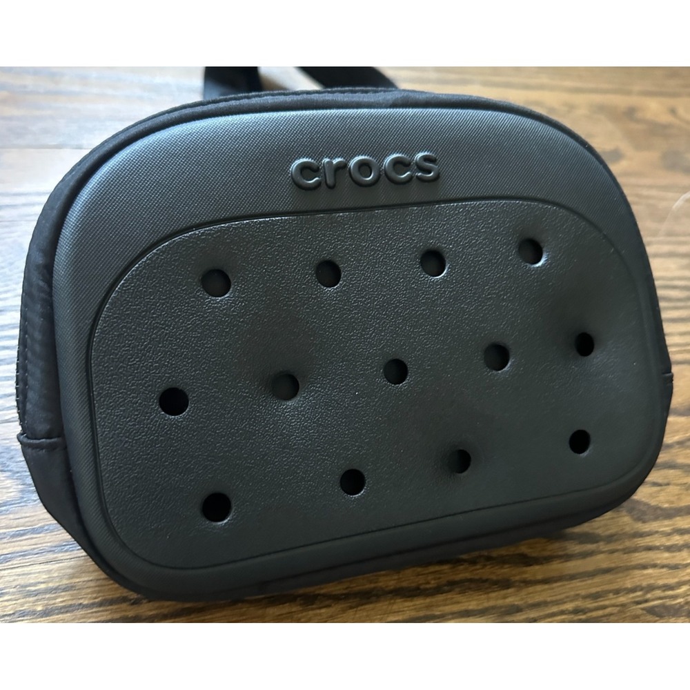 Crocs Classic Black Belt Bag Adjustable Strap Jibbitz Holes Small